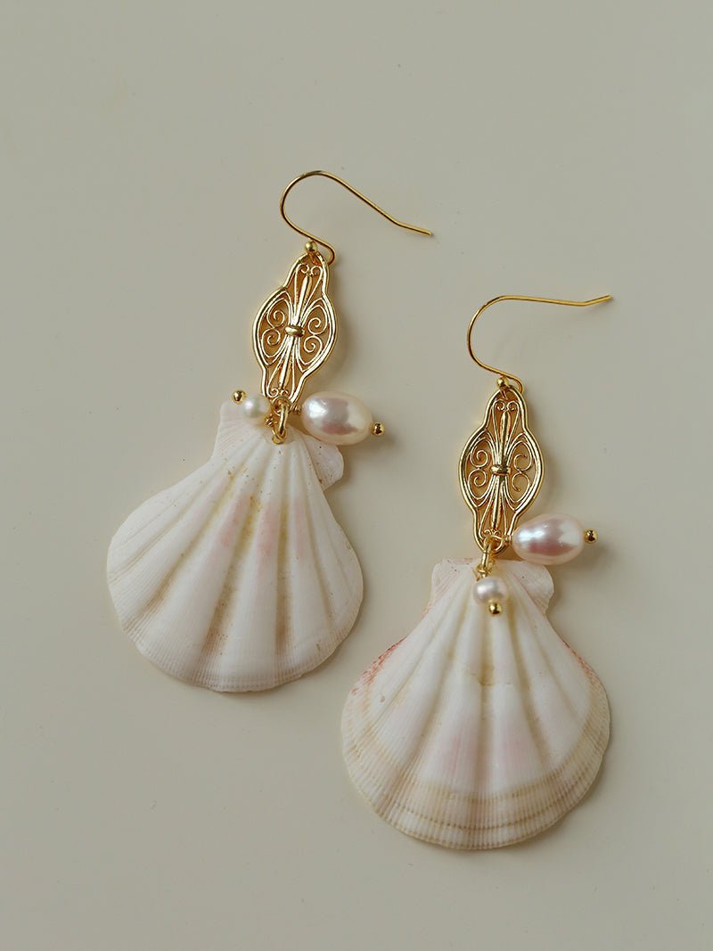 Vintage Ocean Shell Pearl Earrings - floysun