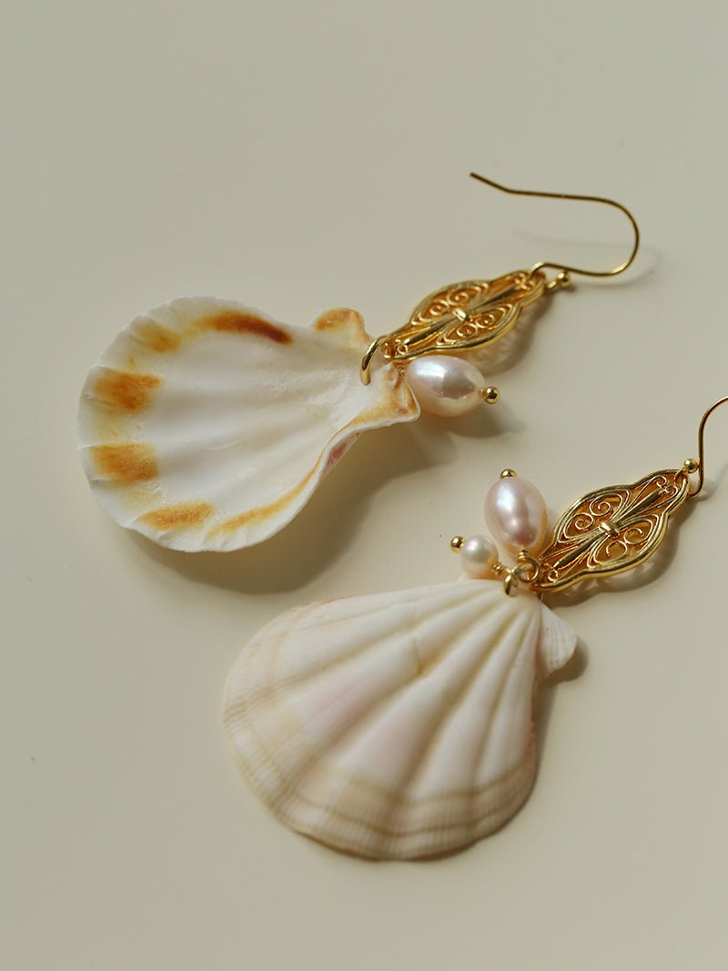 Vintage Ocean Shell Pearl Earrings - floysun