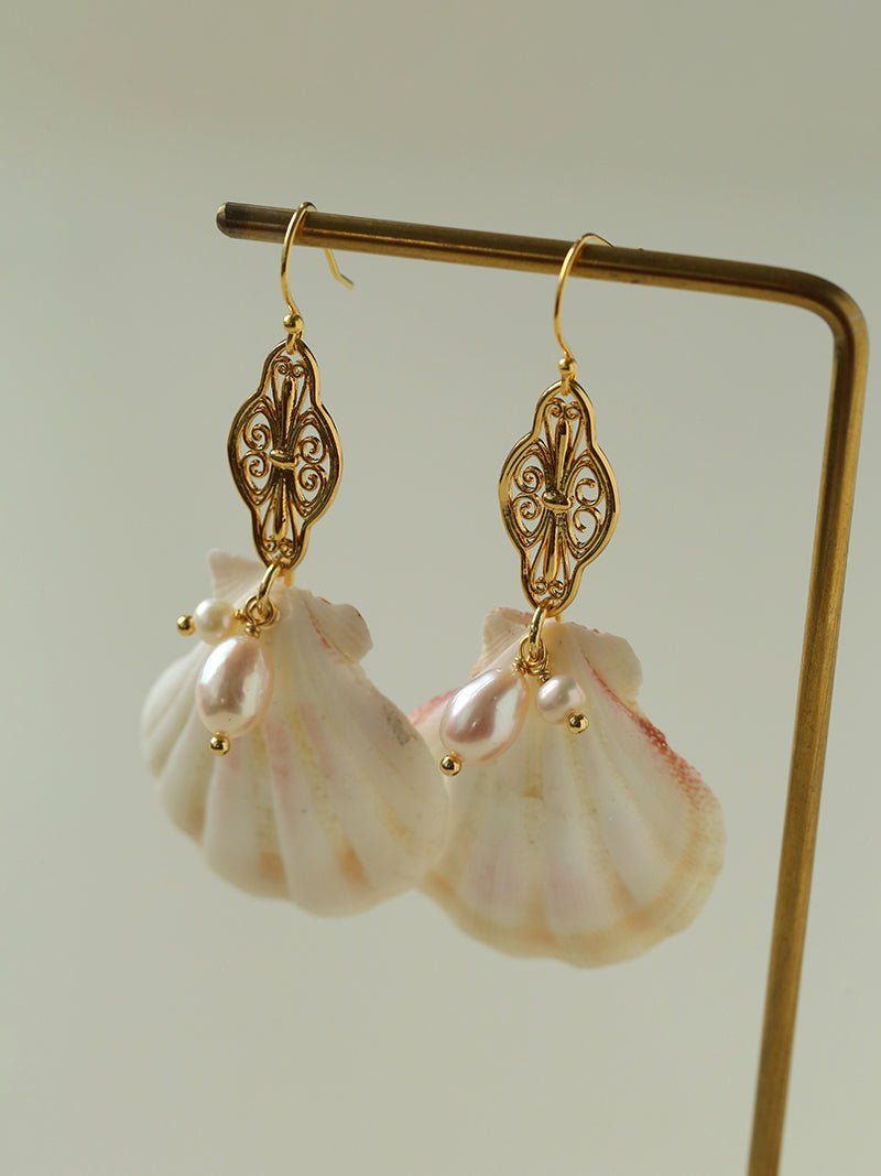 Vintage Ocean Shell Pearl Earrings - floysun