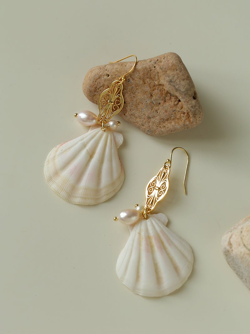Vintage Ocean Shell Pearl Earrings - floysun