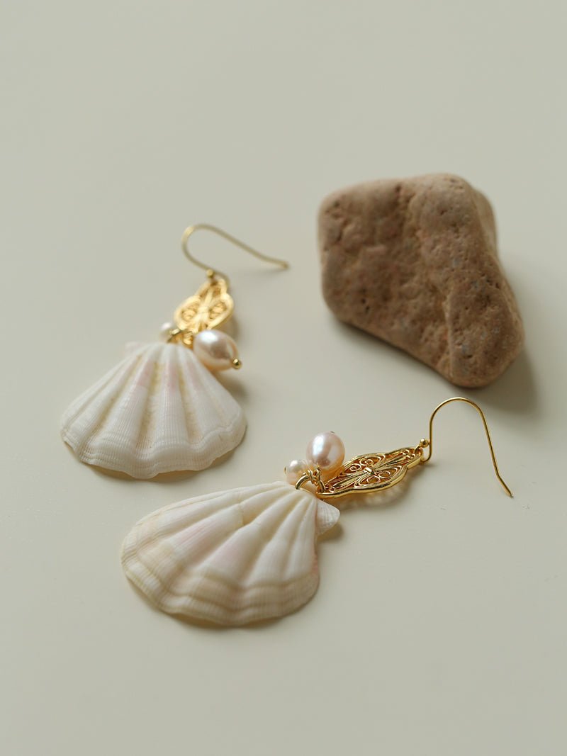Vintage Ocean Shell Pearl Earrings - floysun