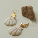 Vintage Ocean Shell Pearl Earrings - floysun