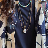 Vintage Oval Gemstone Long Necklace - floysun