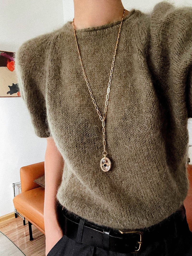 Vintage Oval Gemstone Long Necklace - floysun