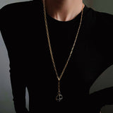 Vintage Oval Gemstone Long Necklace - floysun