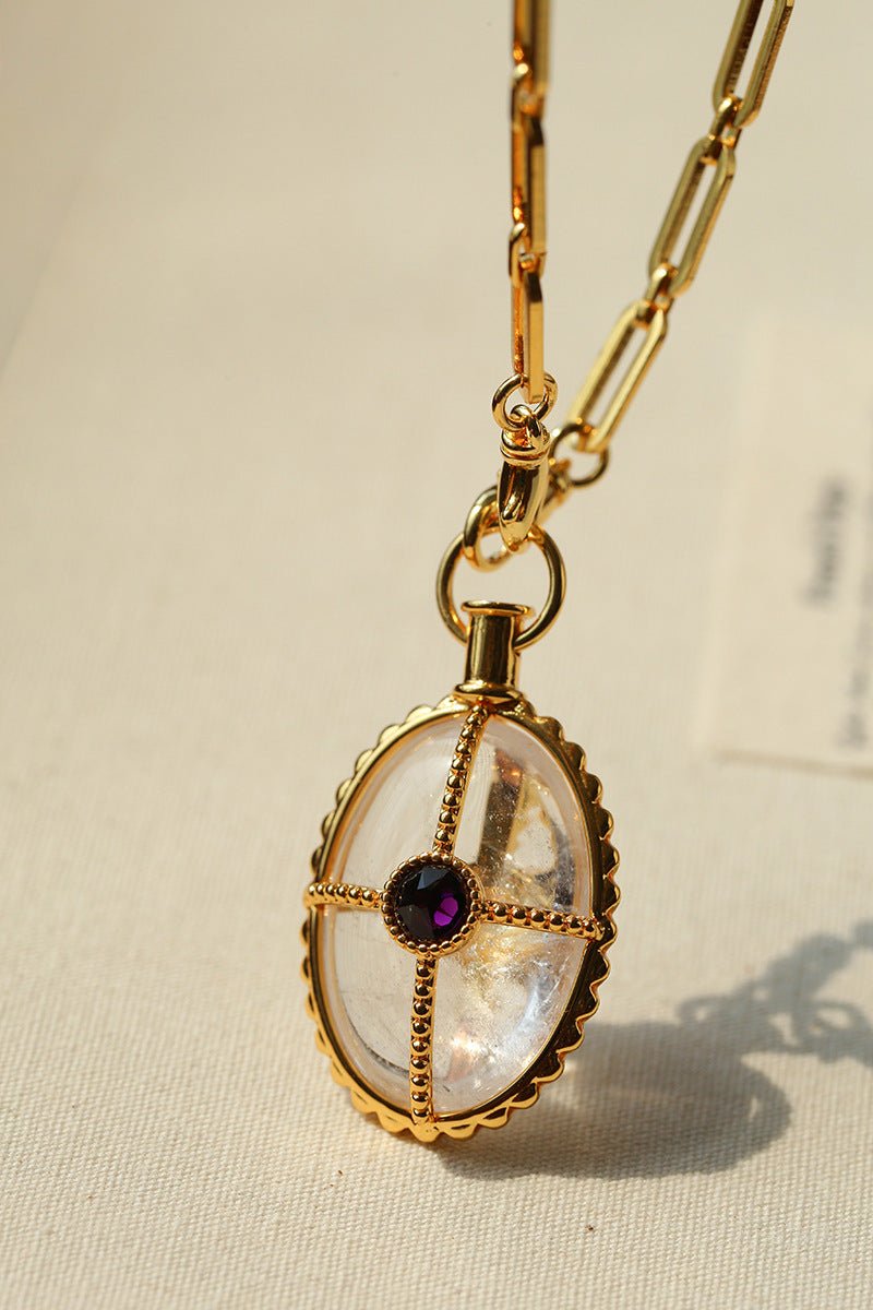 Vintage Oval Gemstone Long Necklace - floysun