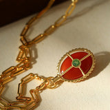 Vintage Oval Gemstone Long Necklace - floysun