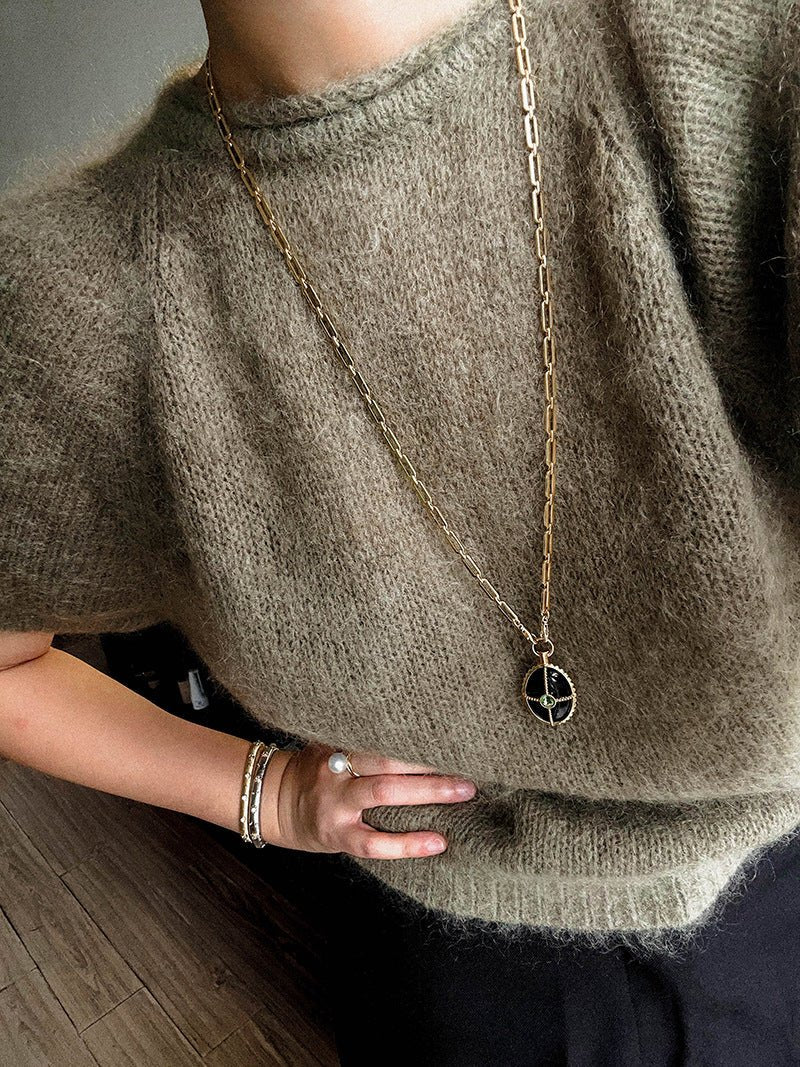 Vintage Oval Gemstone Long Necklace - floysun