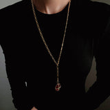 Vintage Oval Gemstone Long Necklace - floysun