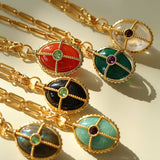 Vintage Oval Gemstone Long Necklace - floysun