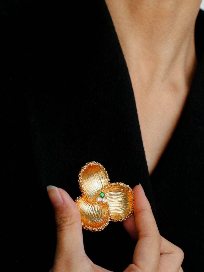 Vintage Palace Three - petal Flower Brooch - floysun