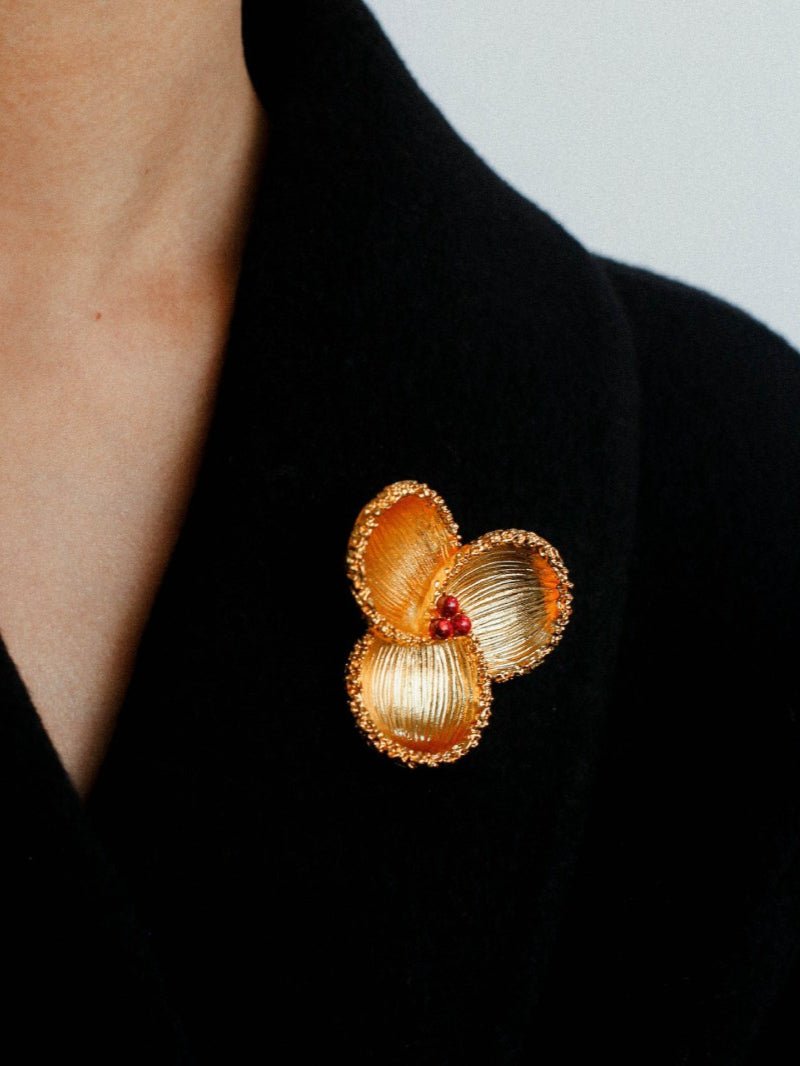 Vintage Palace Three - petal Flower Brooch - floysun