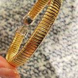 Vintage Pave Diamond Open Cuff Bracelet – Dual - Tone Gold & Silver - floysun