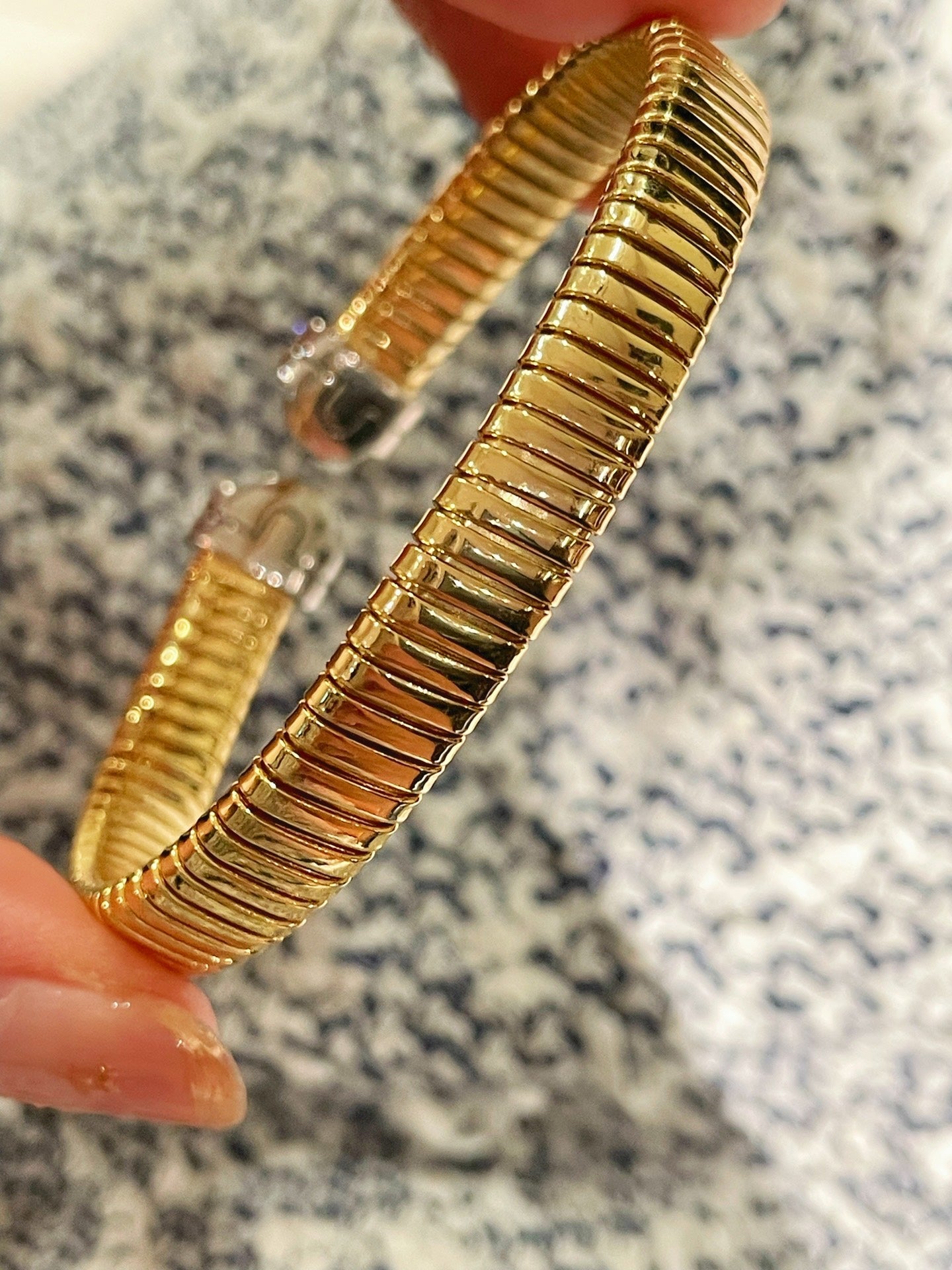 Vintage Pave Diamond Open Cuff Bracelet – Dual - Tone Gold & Silver - floysun
