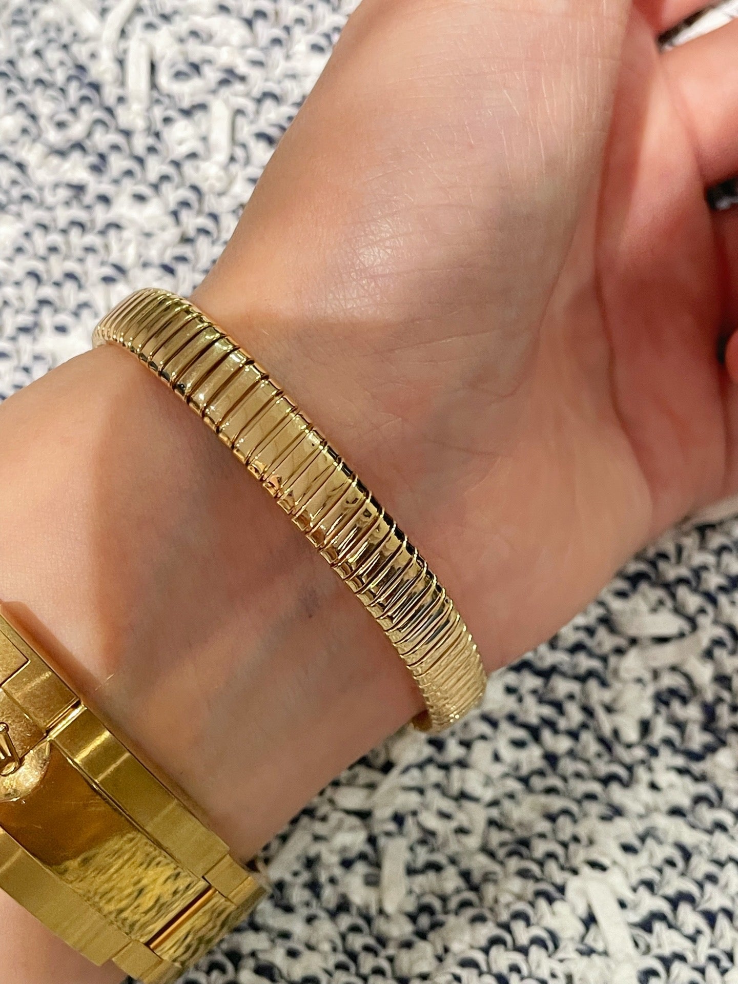 Vintage Pave Diamond Open Cuff Bracelet – Dual - Tone Gold & Silver - floysun