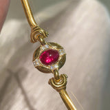 Vintage Regal Ruby Cabochon Snake Chain Necklace - floysun