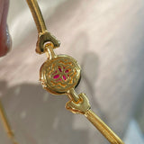 Vintage Regal Ruby Cabochon Snake Chain Necklace - floysun