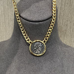 Vintage Roman Lady Luck Coin Pendant Necklace - floysun