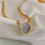 Vintage Roman Lady Luck Coin Pendant Necklace - floysun