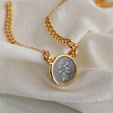 Vintage Roman Lady Luck Coin Pendant Necklace - floysun
