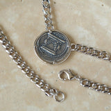 Vintage Roman Lady Luck Coin Silver Necklace - floysun