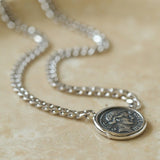 Vintage Roman Lady Luck Coin Silver Necklace - floysun