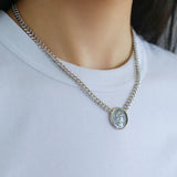 Vintage Roman Lady Luck Coin Silver Necklace - floysun