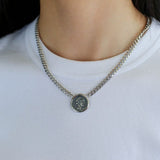 Vintage Roman Lady Luck Coin Silver Necklace - floysun