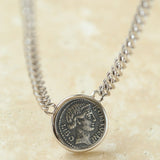 Vintage Roman Lady Luck Coin Silver Necklace - floysun