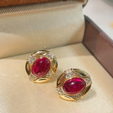 Vintage Ruby Royale Set – Stud Earrings - floysun