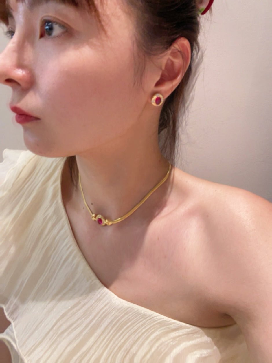 Vintage Ruby Royale Set – Stud Earrings - floysun