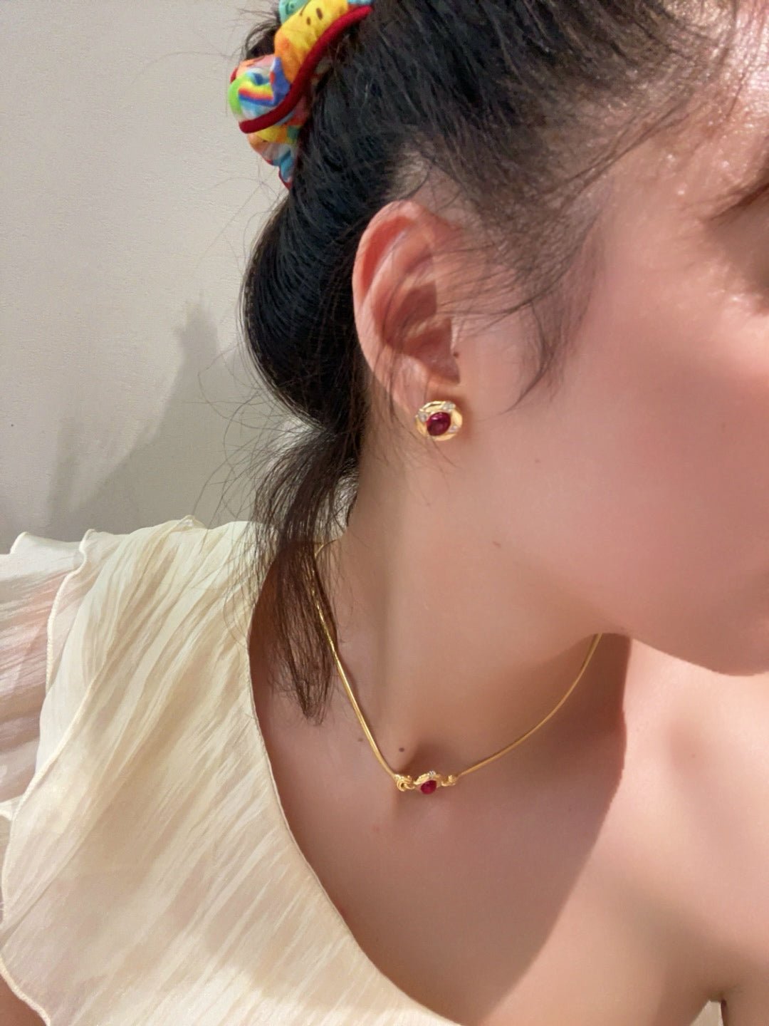 Vintage Ruby Royale Set – Stud Earrings - floysun
