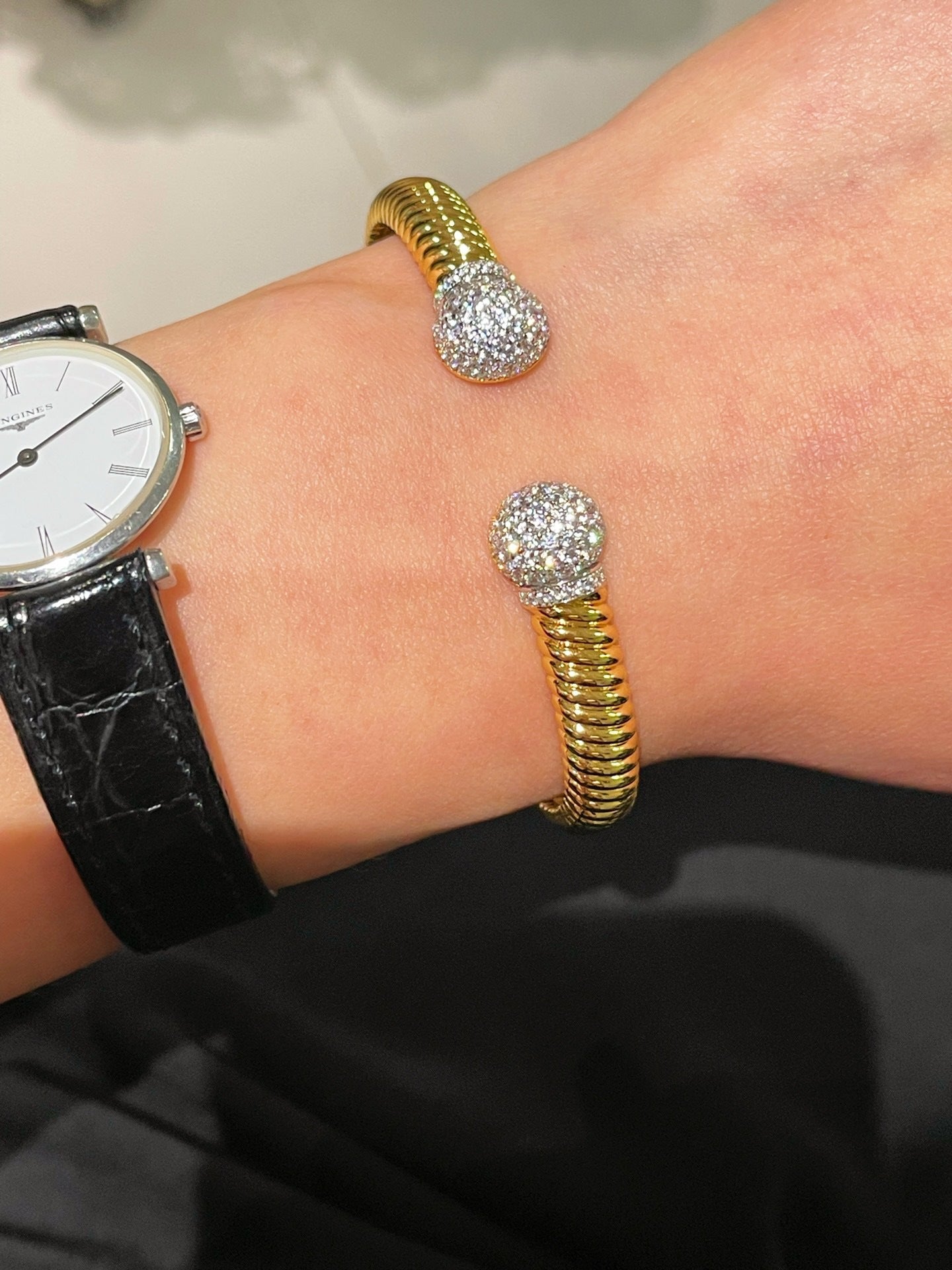 Vintage Spiral Pavé Open Bangle - floysun