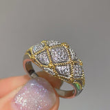 Vintage Split - Tone Hollow Diamond Lattice Ring - floysun