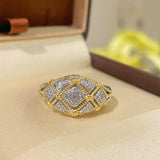 Vintage Split - Tone Hollow Diamond Lattice Ring - floysun