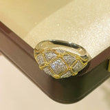 Vintage Split - Tone Hollow Diamond Lattice Ring - floysun