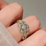 Vintage Split - Tone Hollow Diamond Lattice Ring - floysun