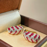 Vintage T - Bar Ruby & CZ Hoop Earrings - floysun