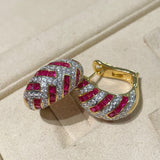 Vintage T - Bar Ruby & CZ Hoop Earrings - floysun