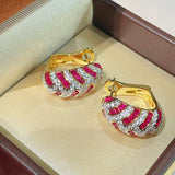 Vintage T - Bar Ruby & CZ Hoop Earrings - floysun
