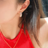 Vintage T - Bar Ruby & CZ Hoop Earrings - floysun