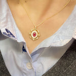 Vintage White Mother - of - Pearl & Ruby Necklace - floysun