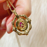 Vintage White Mother - of - Pearl & Ruby Necklace - floysun