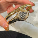 Vintage Zagiram Snake Coin Cuff Bracelet - floysun