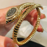 Vintage Zagiram Snake Coin Cuff Bracelet - floysun