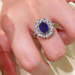 Violet Sapphire & Pink Diamond Halo Statement Ring - floysun