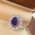 Violet Sapphire & Pink Diamond Halo Statement Ring - floysun