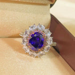 Violet Sapphire & Pink Diamond Halo Statement Ring - floysun