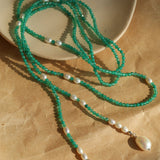 Vital Harmony Green Agate & Pearl Necklace - floysun