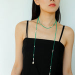 Vital Harmony Green Agate & Pearl Necklace - floysun